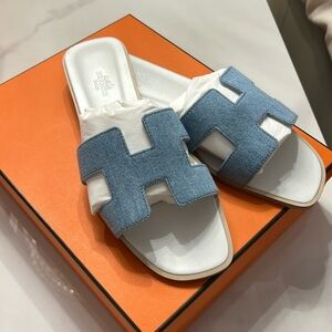 Brand new hermes denim blue Clair oran sandal size 39
